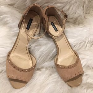 Alex Marie Tan Heels with Gold Ball Detail